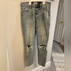 Pistola high rise straight leg distressed light wash jeans size 27